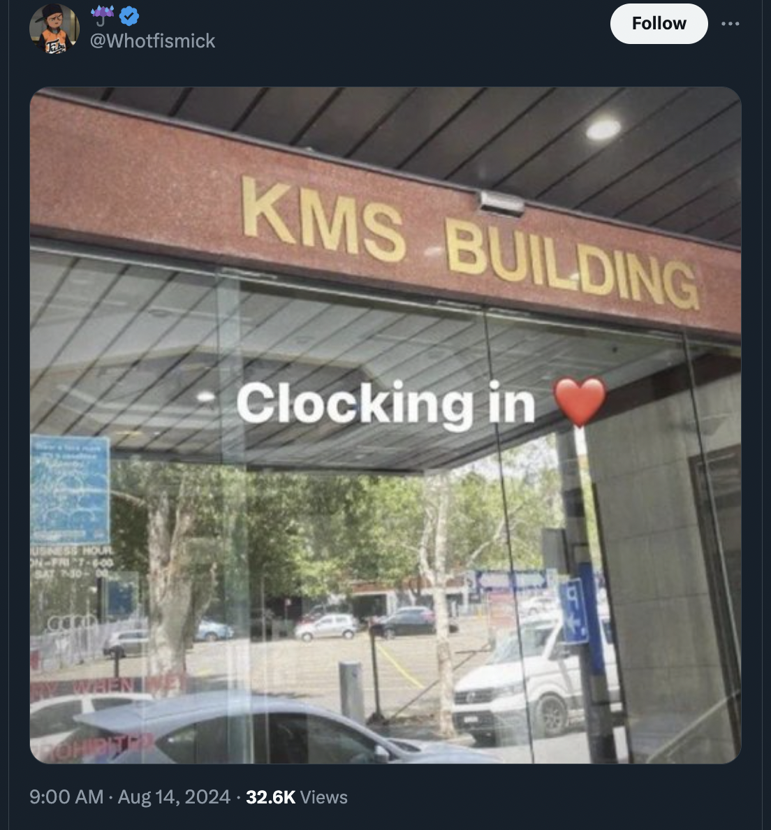 Internet meme - Kms Building Clocking in Views